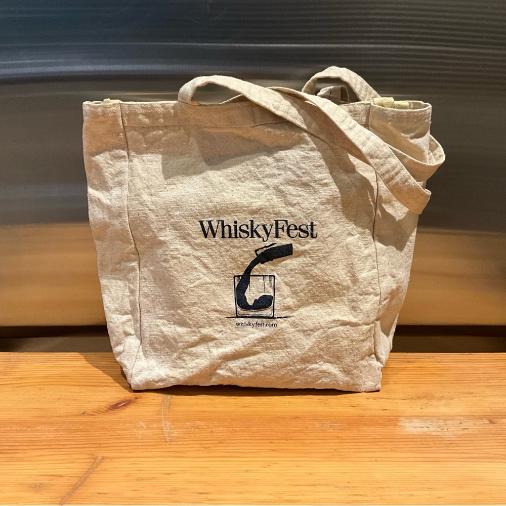 Whisky Fest Pouring Cotton Canvas Natural Gusseted Tote Bag Whiskey Collector